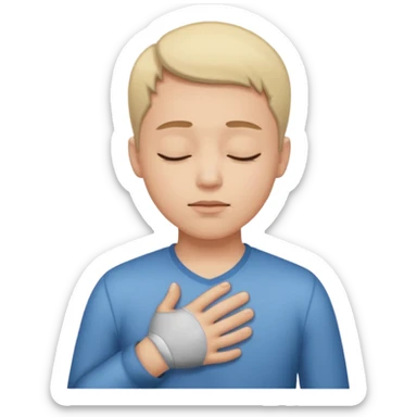 una mano en pecho ojos cerrados sticker