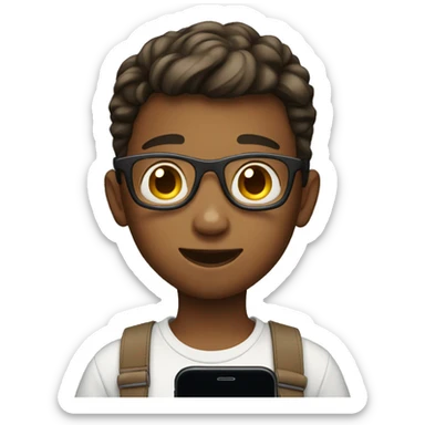 11 year old boy holding a smartphone sticker