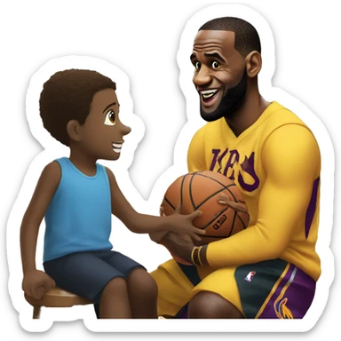 Lebron James talking to little kids sticker