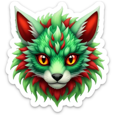 Cool Edgy Green Red ethereal badass Fionbri-Vernid-Trico-animal-creature full body sticker
