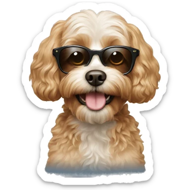 Cavapoo dog wearing sunglasses  sticker