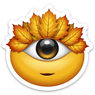 feuille d'érable couleur vermeille, deux yeux ronds noirs brillants sticker