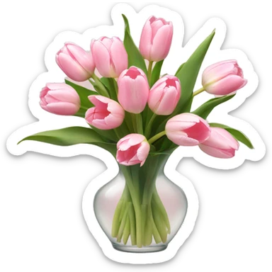 Pale pink bouquet of tulips in vase sticker