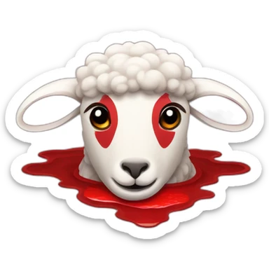 A sheep head in a red puddle sticker