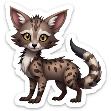 Cute Realistic Feral Rare Fantasy dark Vernid-Sergal-Genet-Trico-species by LiLaiRa, random markings, tufted tail, tufted ears, full body sticker