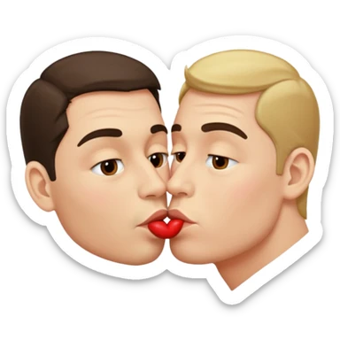 two men kissing on lips sticker