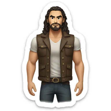 realistic jason momoa wearing vest sticker