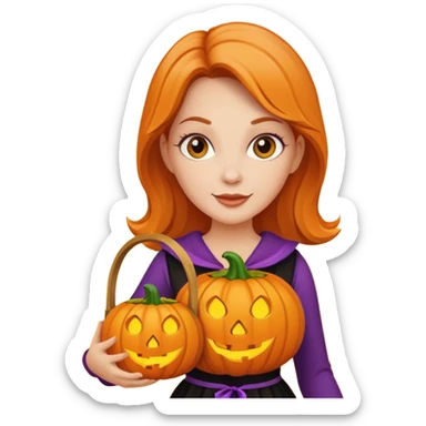 Cute mommy with trick or treat pumpkin basket  sticker