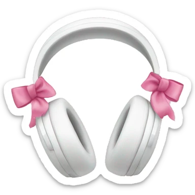 White headphones with pink bow sticker