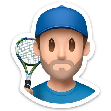 make a circula imogi of man playing padel with blue hat sticker