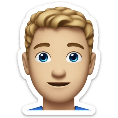 A 22 year old, White man, with short brown hair, with stubble facial hair,   with blue eyes wearing a t-shirt. sticker