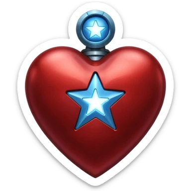 A red Iron Man heart with a glowing blue star in the center sticker