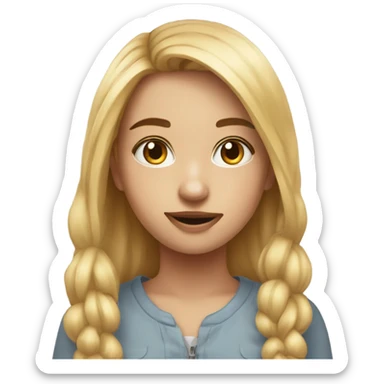 realistic portrait of girl use the same picture but make it more emoji like sticker