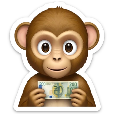 create a monkey holding a 20 euro bill  sticker