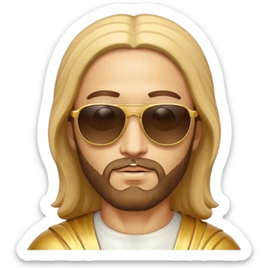 Rejoicing golden jesus figure sunglases sticker