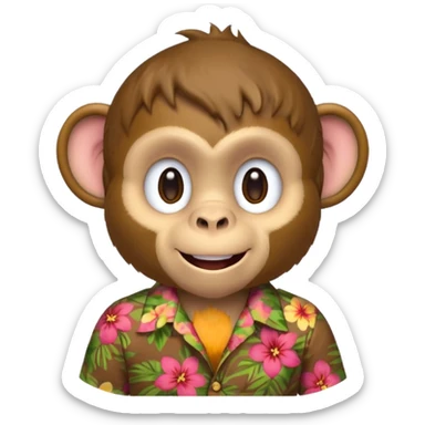 Monkey – cheeky grin, wearing floral aloha shirt. sticker