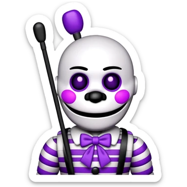 The Puppet Marionette from Five Nights at Freddy's with white face and purple tears sticker
