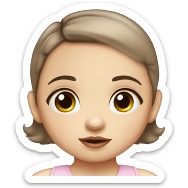 White little brown-eyed baby girl with dark hair and plump lips sticker