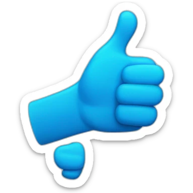 a blue like / thumbs-up icon with arms and feet looking happy sticker
