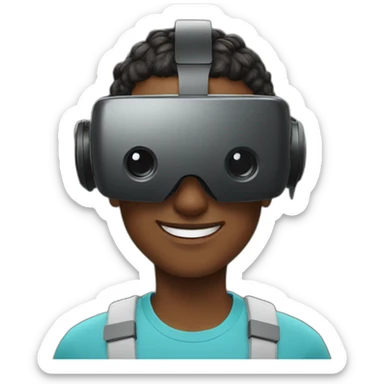person using VR headset sticker