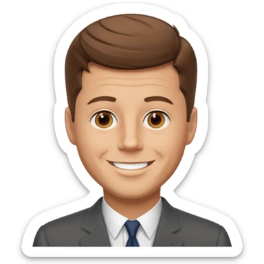 guy with a JFK style haircut that is medium brown. hazel eyes that lean green. light skin sticker