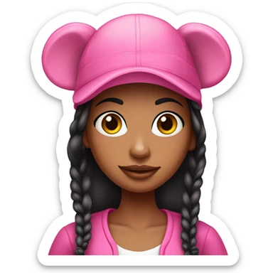realistic fashion girl in minnie pink hat  sticker