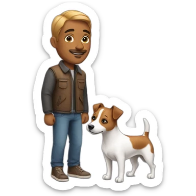 Man with jack russell terrier dog sticker