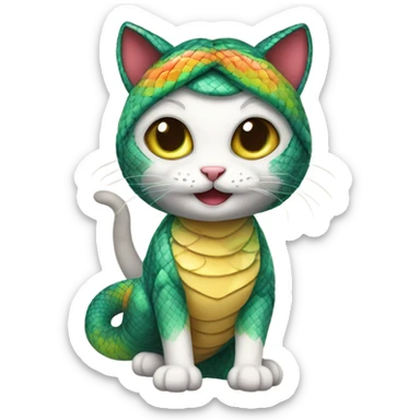 cute cat in a cute snake costume sticker