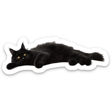 black Maine Coon cat lies on the pillows sticker