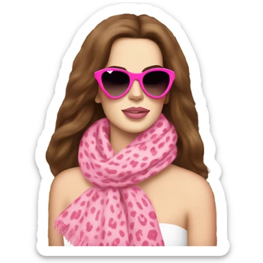 Lana del Rey in a leopard  print scarf with pink heart sunglssses sticker