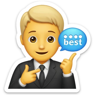 a smili saying in a text buble "get admin by me  is the best" sticker