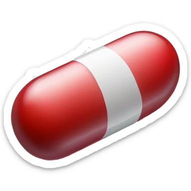 Singular glossy coated oblong red pill capsule sticker