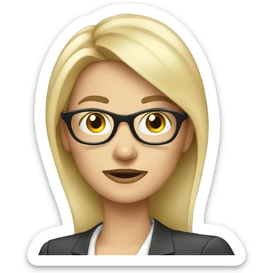 Beautiful blonde pale businesswoman wearing glasses talking on her cell phone sticker