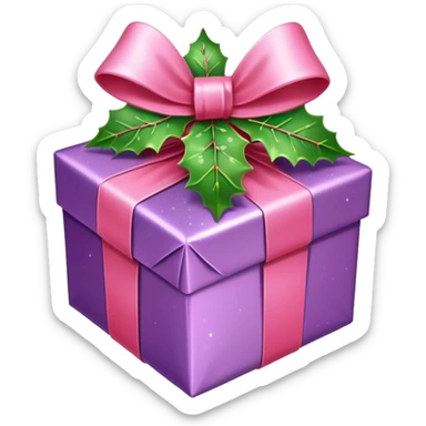 christmas gift with mistletoe magic color and peppermint pink bow sticker