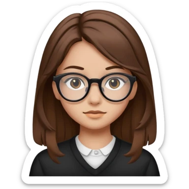 ragazzina di 16 anni castana capelli lunghi con occhiali neri  sticker