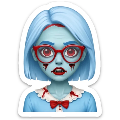 Ghoulia yelps monster high, pale white-blue skin, red glasses sticker