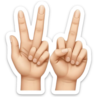 Fais-moi demain coller les unes à côté des autres. La première main gauche le pouce, l’index, majeur sont levé alors que l’annulaire et auriculaire sont repliés. Reproduit la même chose pour la main droite. sticker