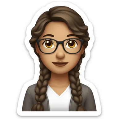 Mexican girl with brown hair brown eyes and clear glasses making a heart with hands sticker