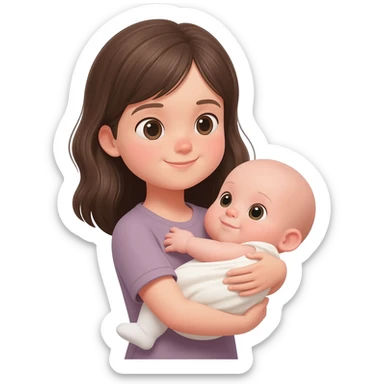 Girl with baby sticker
