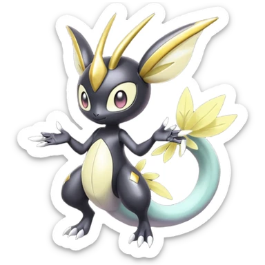 Shiny glossy melanistic oily pastel white bright Meloetta-Giratina-Noibat-Pokémon-Fakémon-fusion-hybrid-creature sticker
