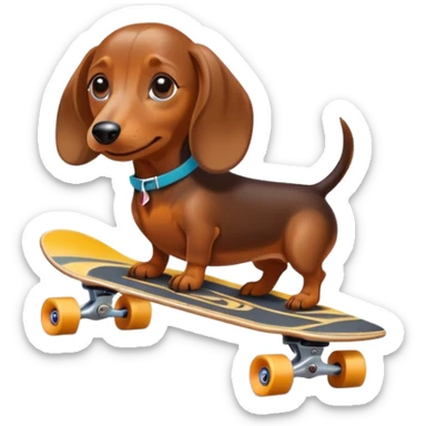 Dachshund riding a skateboard sticker