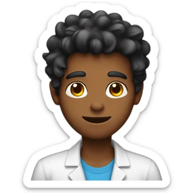 chemistry boy with black combed to the right hair and his instumants on his hand sticker