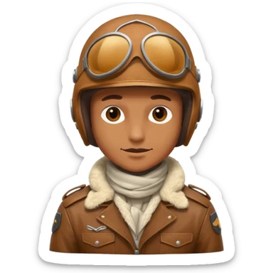 renard aviateur, casque en cuir vintage marron , écharpe blanche, blouson aviateur, sticker