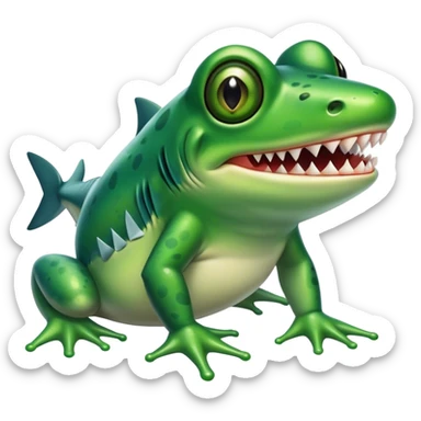 una rana con dientes de tiburon sticker