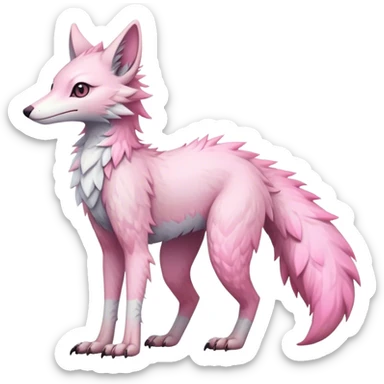 Feral Rare Fantasy cute pastel pink Vernid-Sergal-Trico-species by LiLaiRa, markings, full body, 4 legs sticker