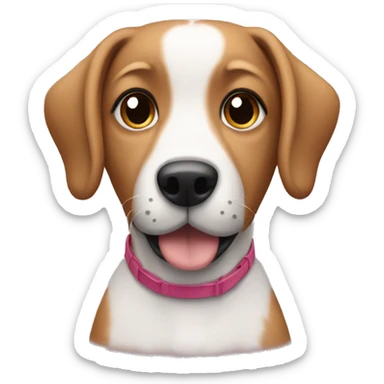 Dog wearing a Jodie sticker