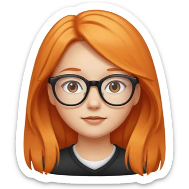 a girl with glasses and light orange long hair sticker