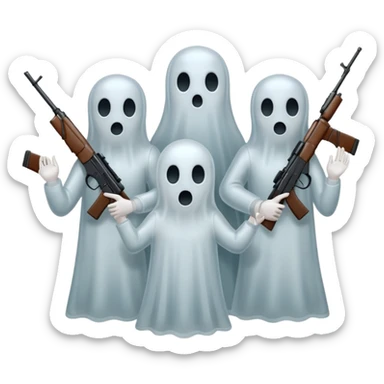Fantasmas con un fusil y haciendo está señas con la mano 🤙 sticker