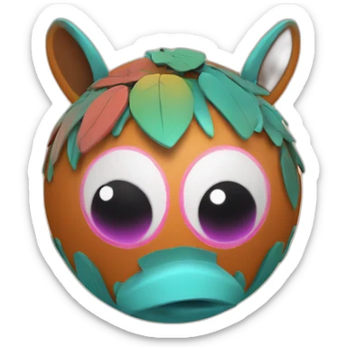 3d sphere with a cartoon colorful terracotta Mule skin texture with feminine eyes sticker