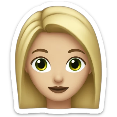 girl with dirty blonde hair dark eyebrows and dark green eyes sticker